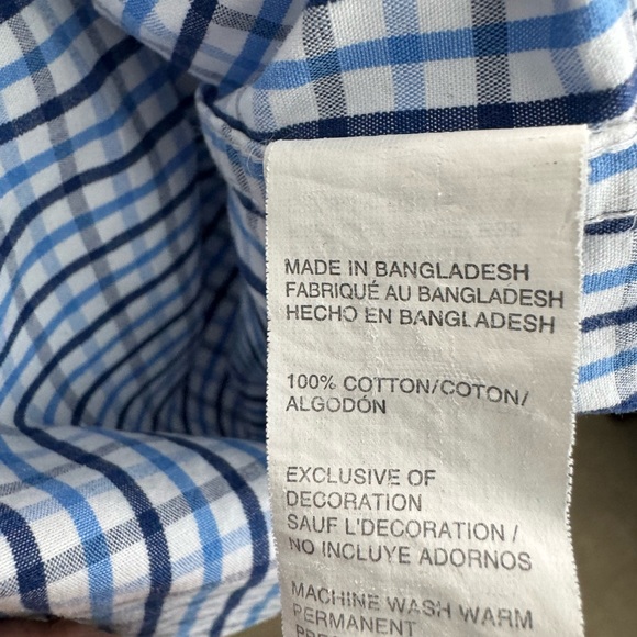 IZOD 2015 Men’s Long Sleeve Button Down Navy/Light Blue/ White Plaid Shirt 4XL - Picture 11 of 17